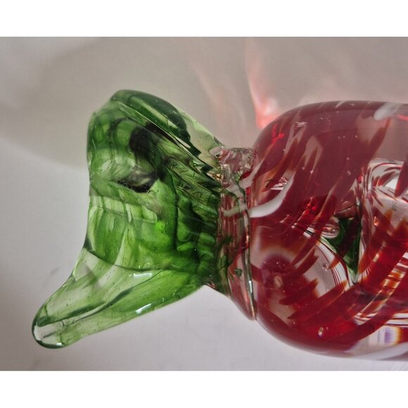 Handcrafted Glass Red And Green Candy Sculpture 6.50"x 2.50" - Picture 7 of 9